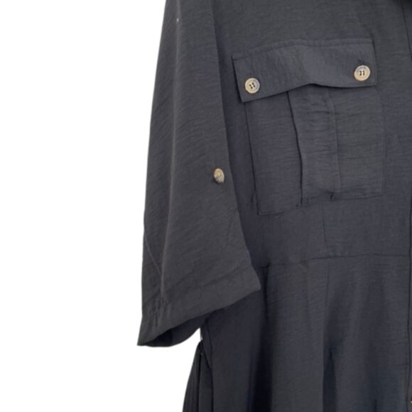 Black Tamara H Women's Shirt Style Button Up Dress - Picture 9 of 11